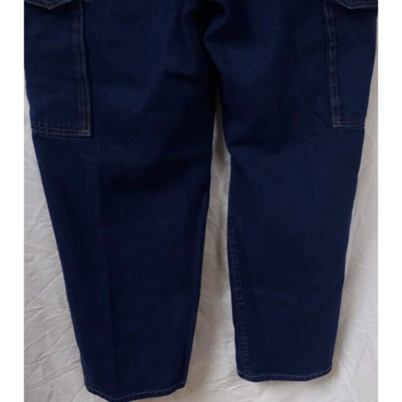 Boulder Creek Trading Company 34-38 Dark Wash High Rise Cargo Jeans 30" Inseam - Picture 8 of 15